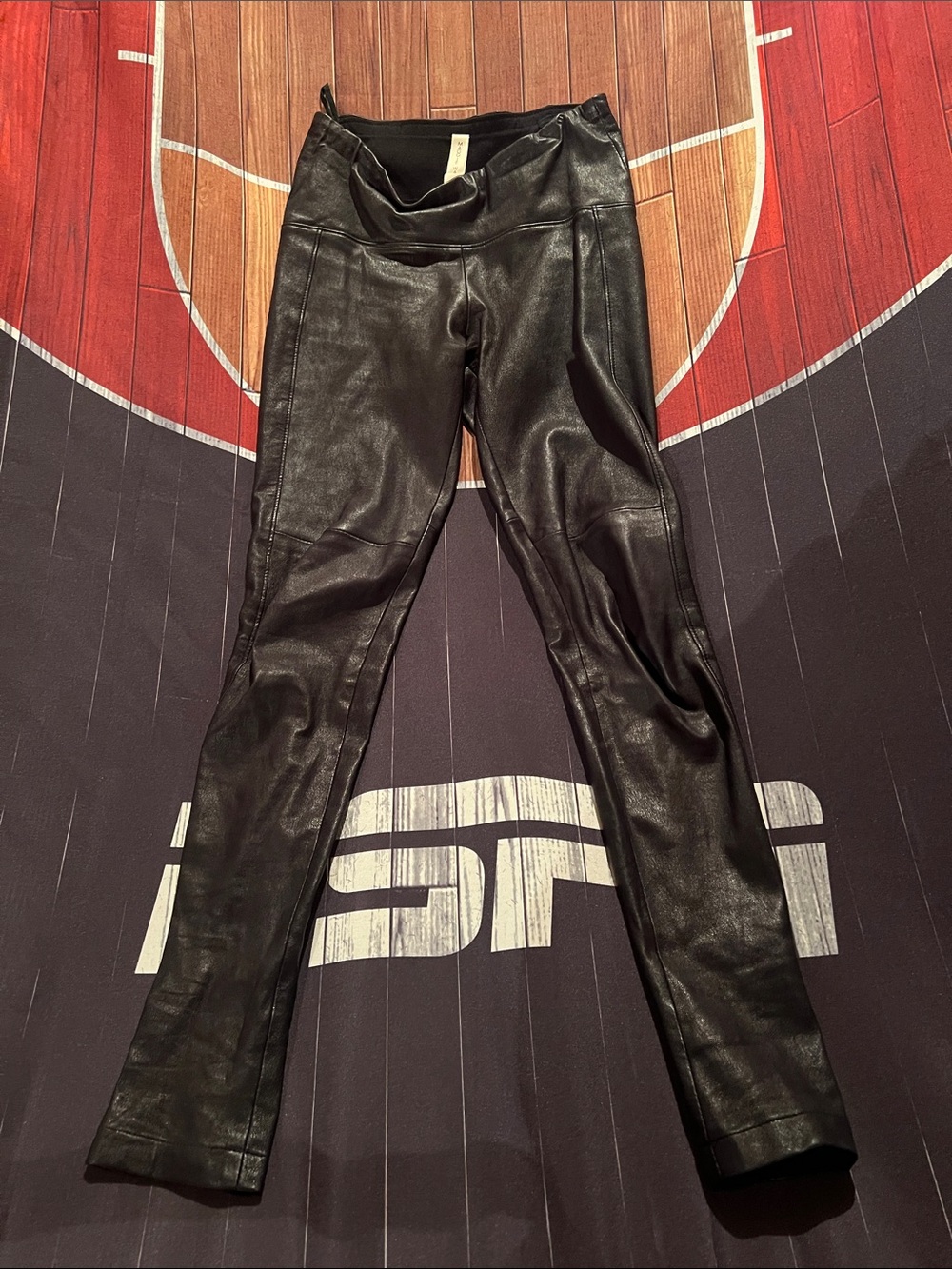 High-Rise Genuine Leather Leggings - Black